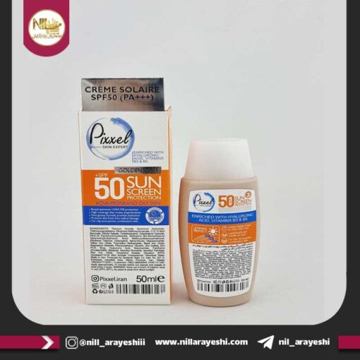 ضدآفتاب گلدن بژ مناسب پوست‌‌ های جوش دار و چرب پیکسل spf50