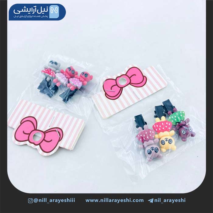 گیره مو انبری کارتی طرح خرس سی عددی کد 4