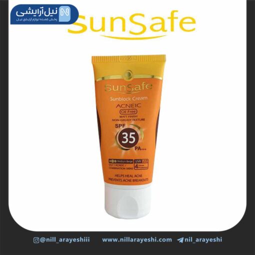 کرم ضد آفتاب فاقد چربی بژ متوسط سان سیف spf35