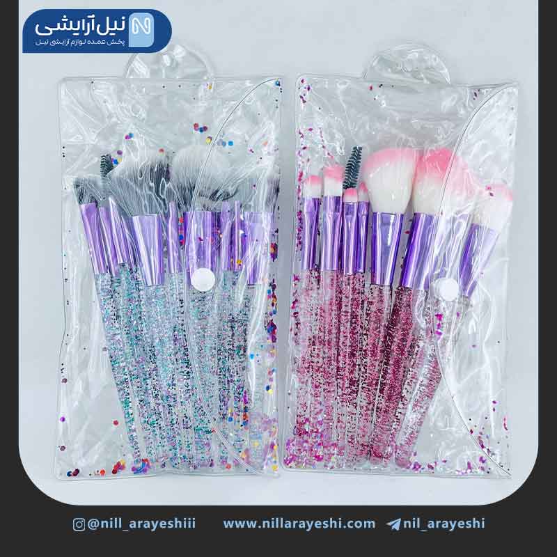 ست براش ده تکه دسته اکلیلی کیف دار