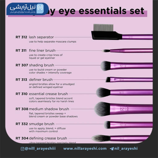 ست براش چشم هشت تیکه ریل تکنیک مدل Everyday Eye Essentials