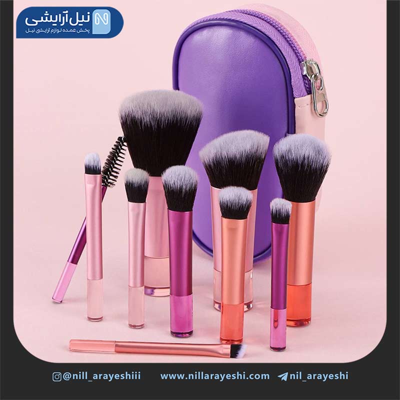 ست براش کیفی زیپ دار ده تیکه