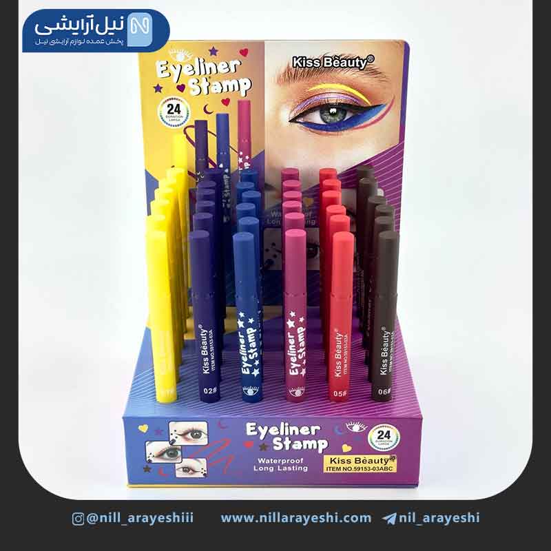 خط چشم رنگی ماژیکی دو طرفه استامپی طرح دار کیس بیوتی کد 03 - 59153