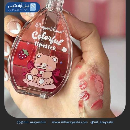 پالت رژ لب خیس شش رنگ خرسی دراگون رانی کد dr177