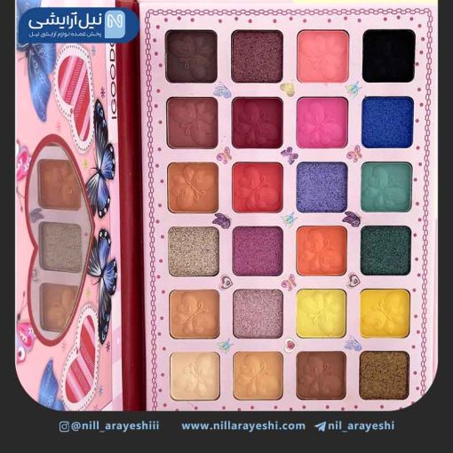 پالت سایه کتابی 24 رنگ‌ طرح پروانه و قلب آیگودکو کد lk5059