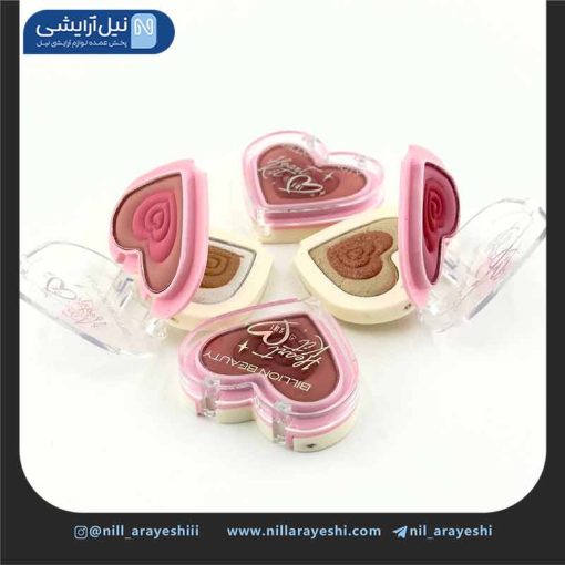 رژگونه و هایلایتر دو طبقه طرح قلب بیلیون بیوتی کد B10086