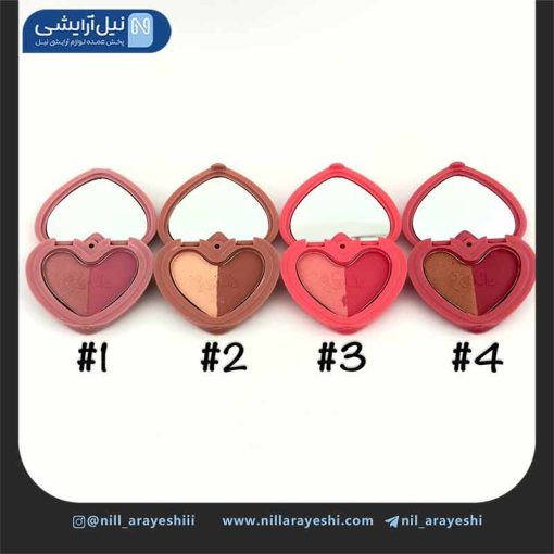 رژگونه و هایلایتر دو رنگ طرح قلب بیلیون بیوتی کد B10092