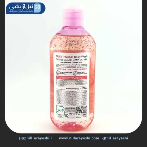 شامپو بدن ژلی سیلکی پیچ حاوی اسکراب بیول 400 میل